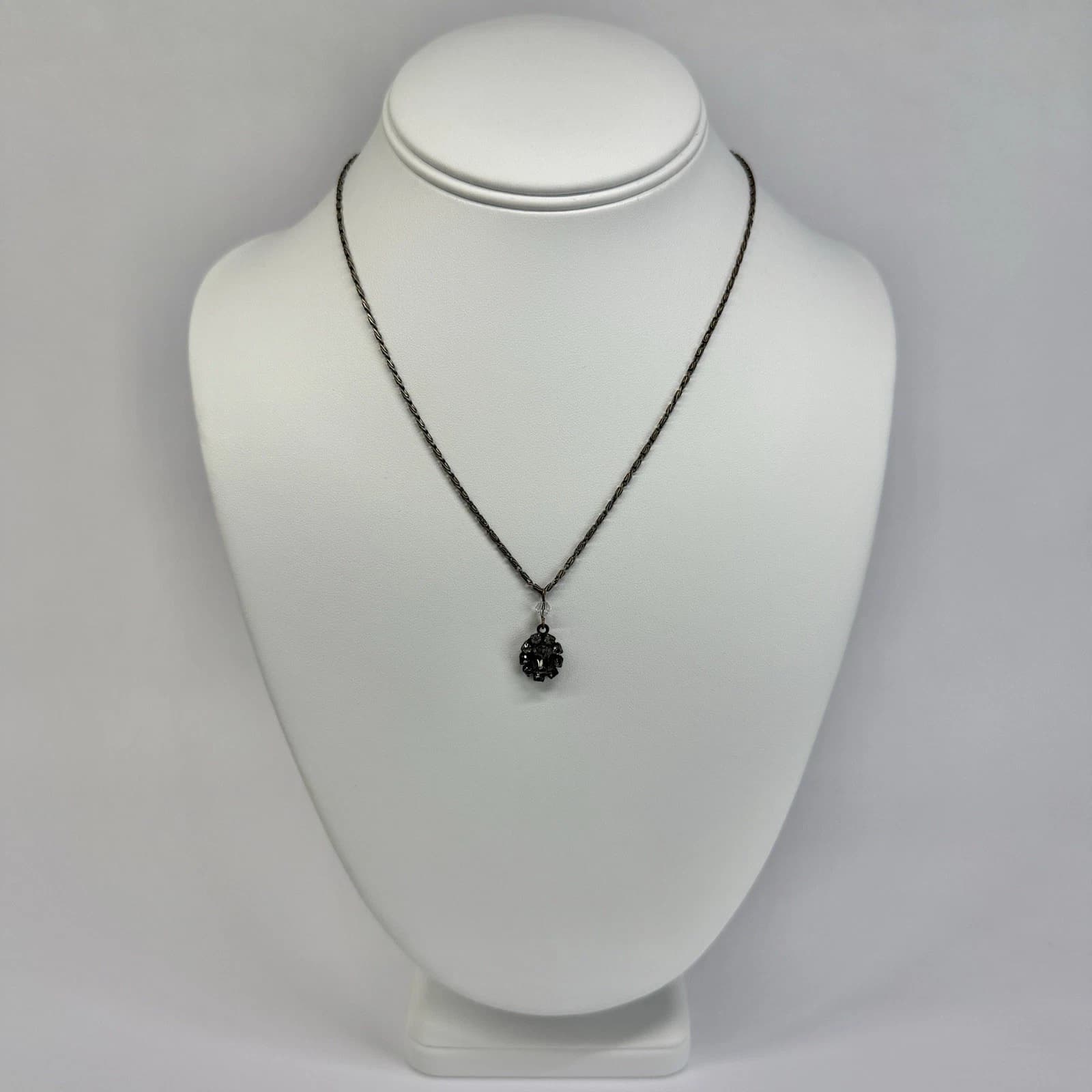 LIZ PALACIOS Swarovski Crystal Bead Floral Brass Vintage Necklace N646