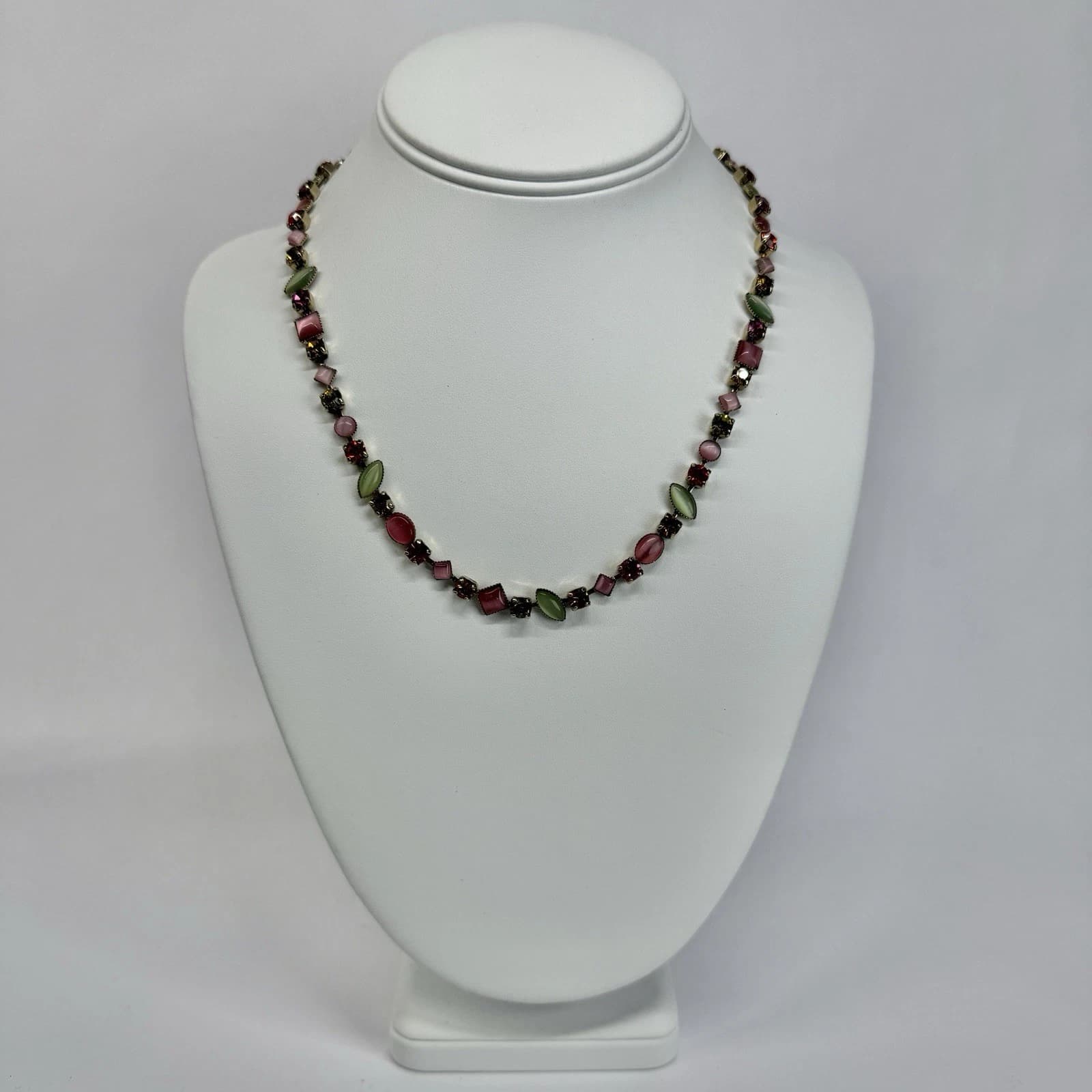 LIA SOPHIA Multicolor Crystal Statement Gold Tone Vintage Necklace Jewelry N439