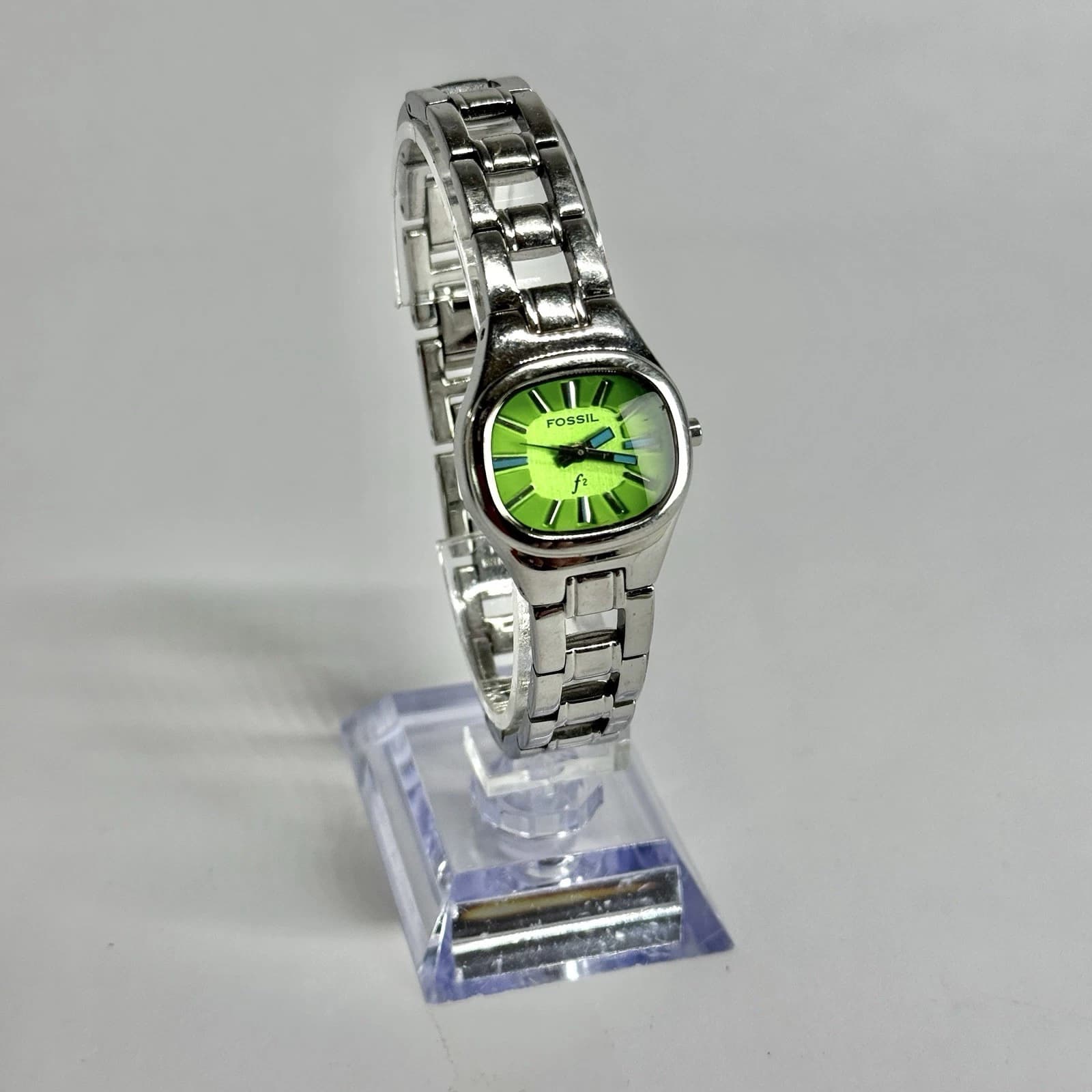 FOSSIL F2 ES-9762 Analog Quartz Silver Tone Women Vintage Watch W572 *WORKING