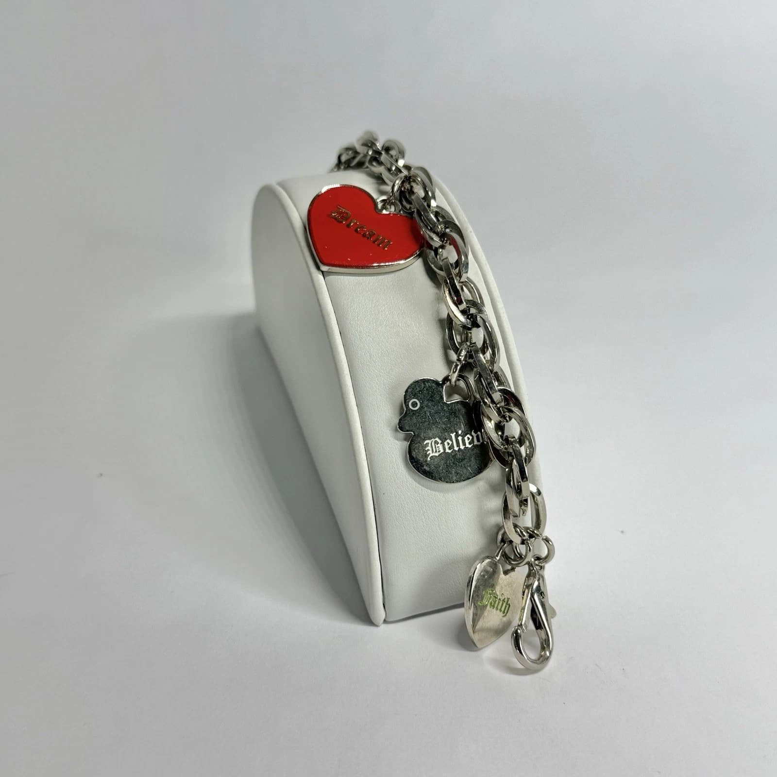 Elegant Dream Believe Faith Charm Silver Tone Vintage Bracelet Jewelry Br279