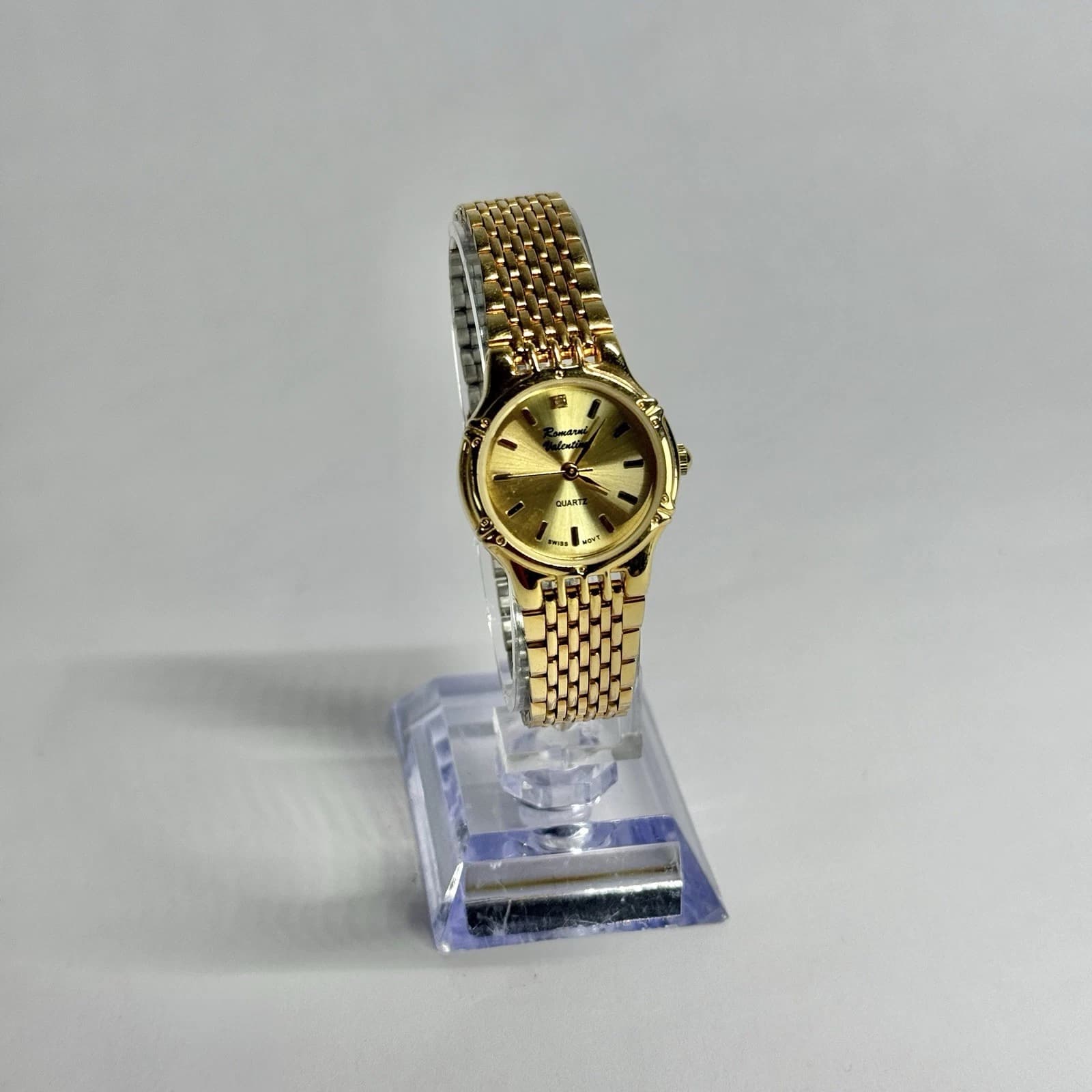 ROMAN VALENTINO Analog Quartz Gold Tone Women Vintage Watch W733 *WORKING