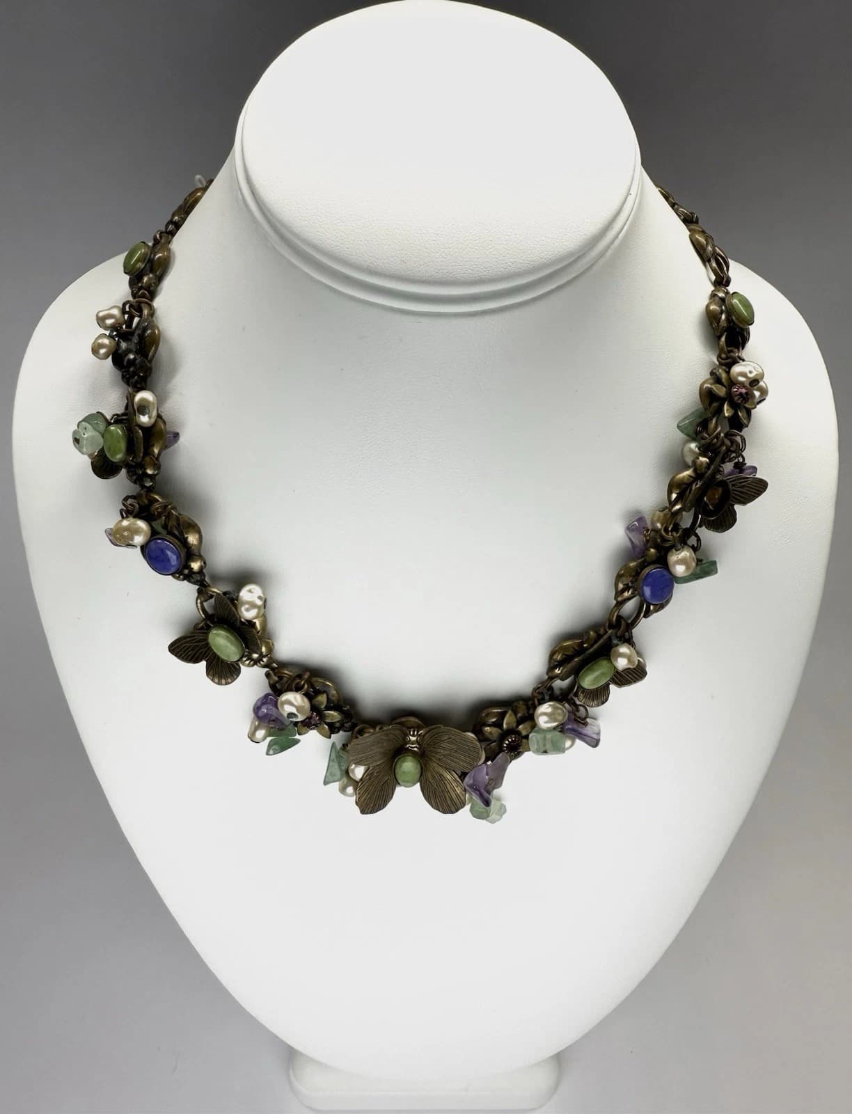 MARY DEMARCO Whimsical Butterflies & Flowers Vintage Necklace Jewelry N165