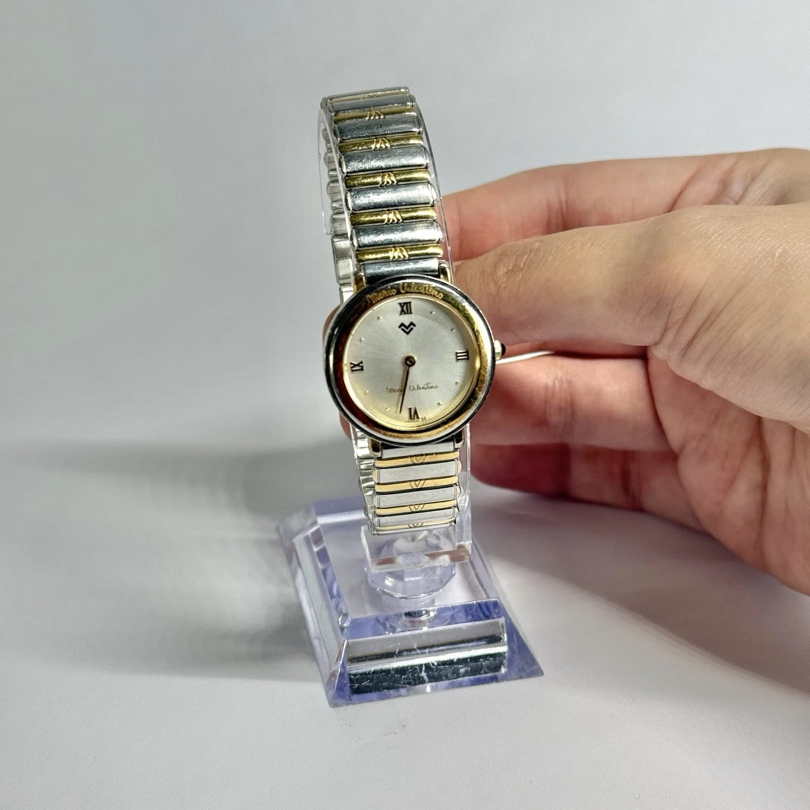 MARIO VALENTINO MV-700 Analog Silver Tone Women Vintage Watch W694 *WORKING