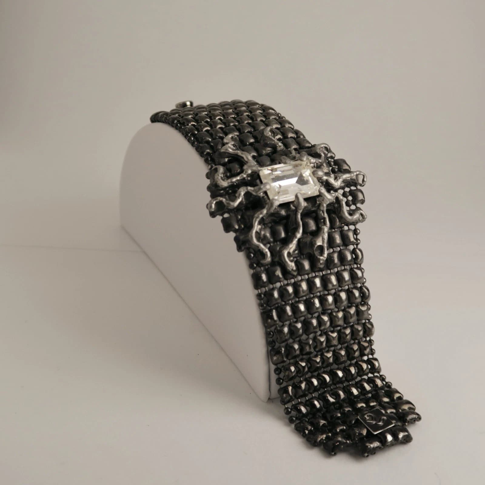 SERGIO GUTIERREZ Liquid Metal Vintage Silver Tone Mesh Bracelet Jewelry Br173