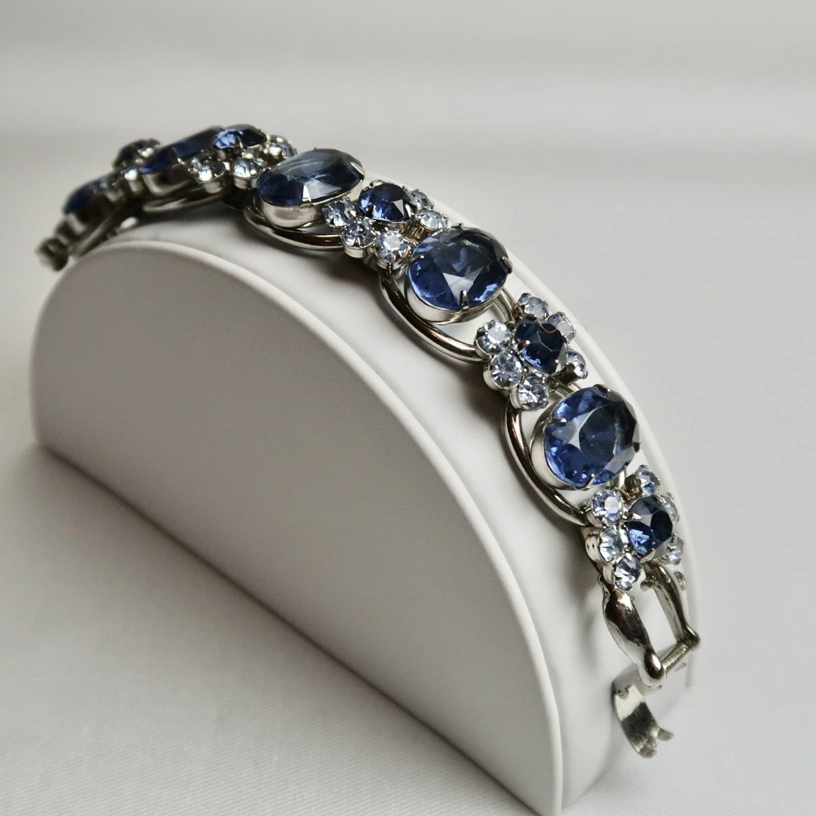 JULIANA DeLizza Elster AB Blue Rhinestone Art Deco Vintage Bracelet Jewelry Br78
