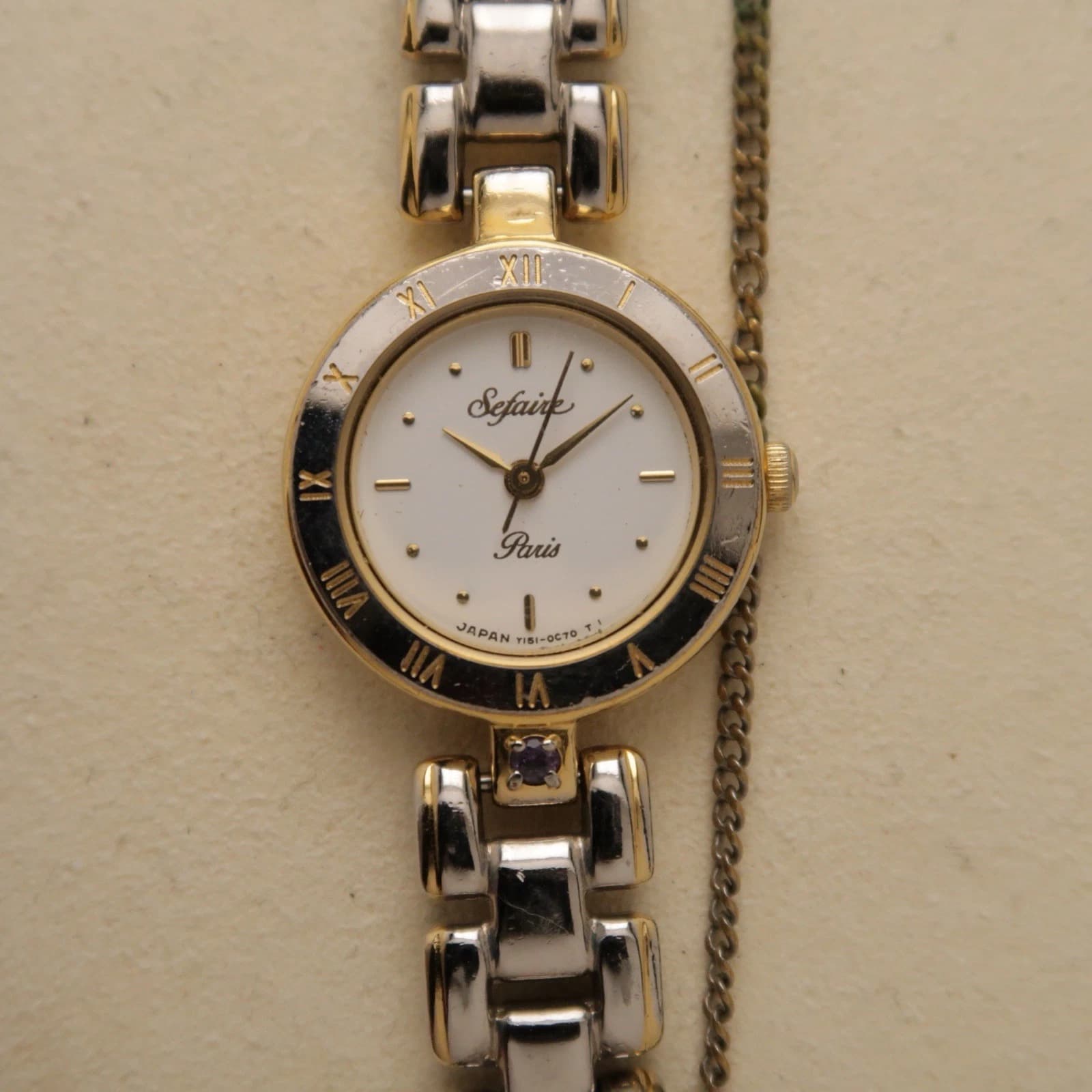 SEIKO ALBA Sefaire Y151-0C40 Two Tone Analog Women Vintage Watch W297 *WORKING