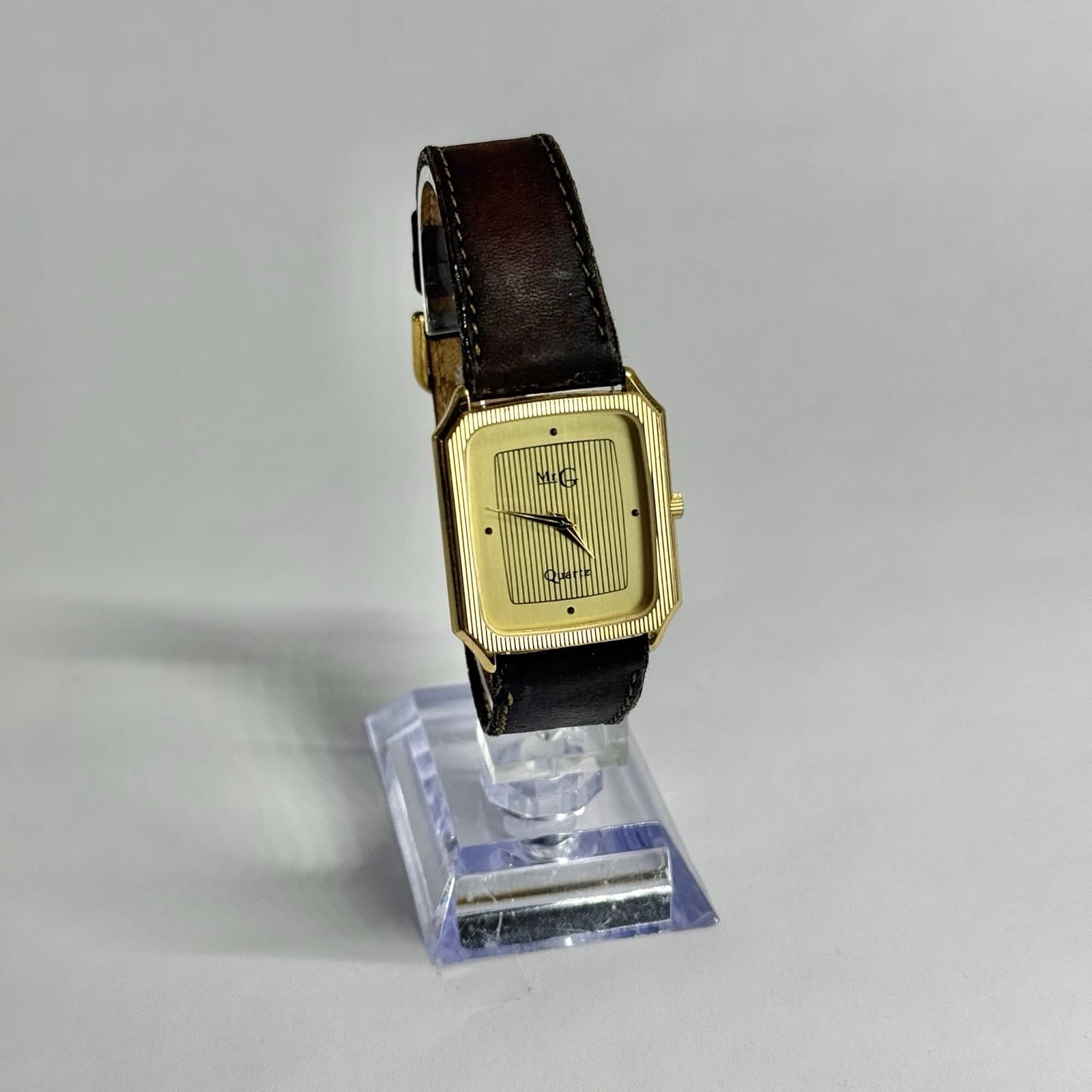 MR. G 30/5074 Analog Quartz Tank Gold Tone Women Vintage Watch W661 *WORKING