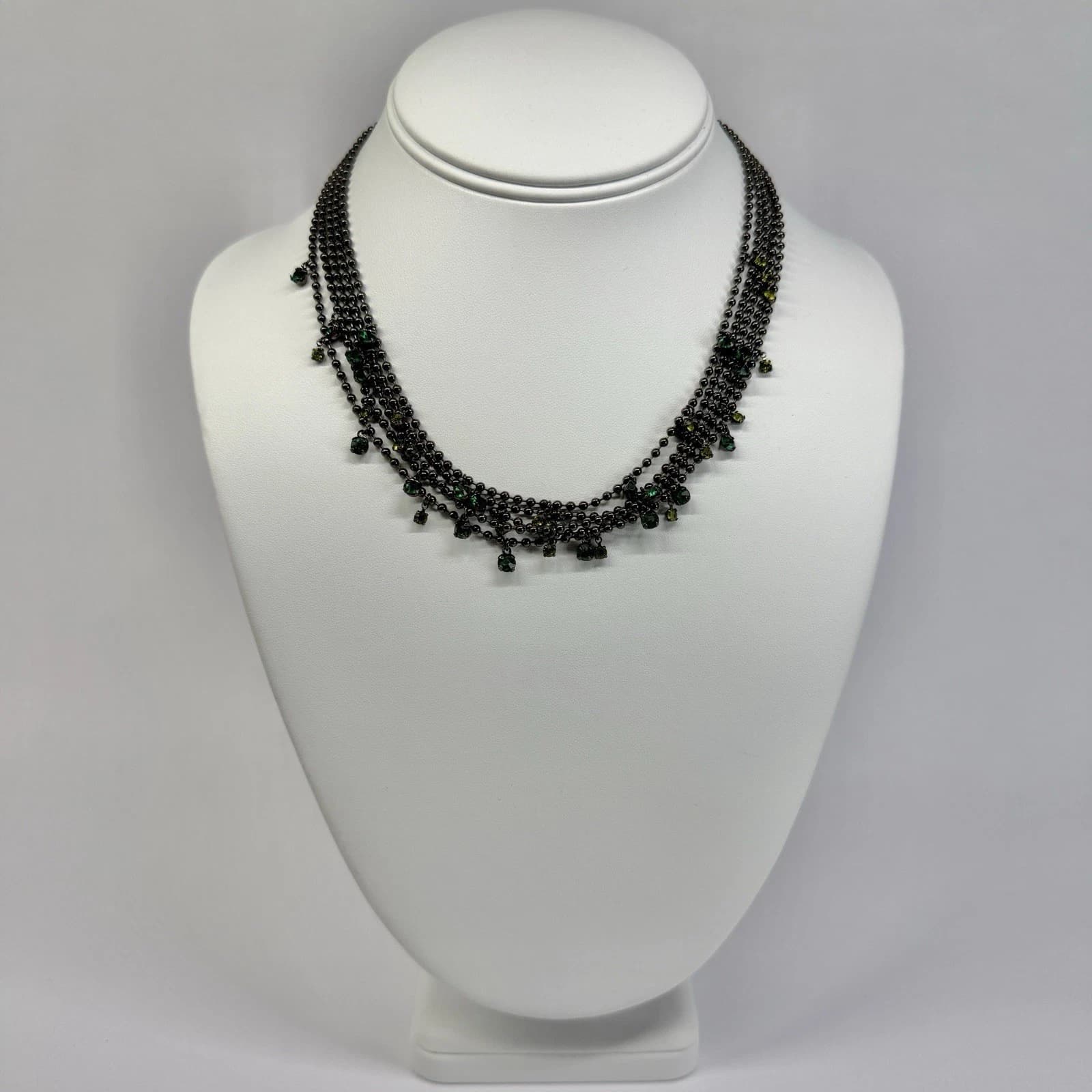 ROBERTA CHIARELLA Multi-Strand Faceted Crystal Vintage Necklace Jewelry N724