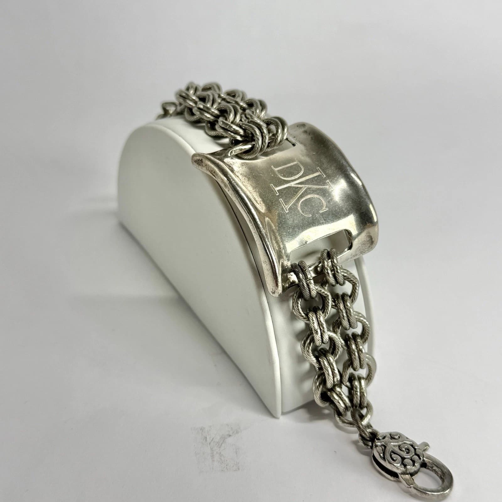 Chunky Personalized Cuff Initial Silver Tone Vintage Bracelet Jewelry Br200