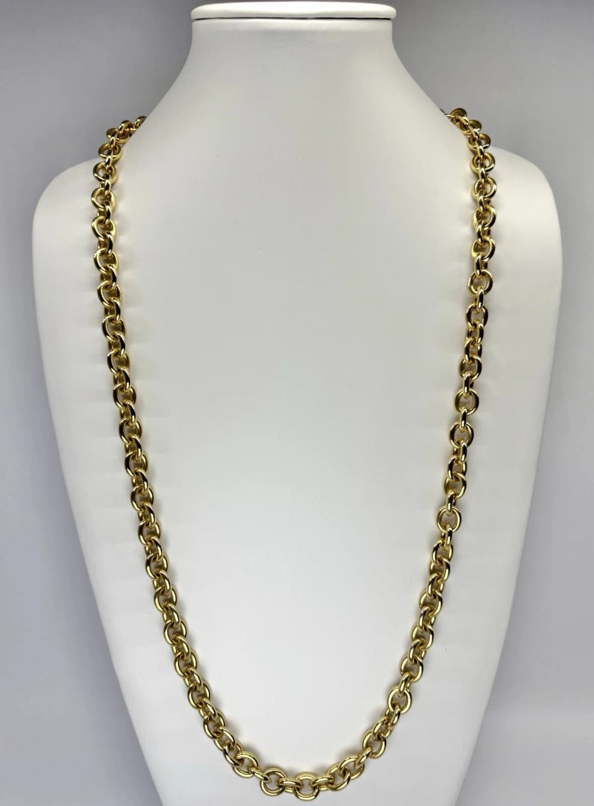 CHRISTIAN DIOR Rolo Chain Luxury Long Heavy Vintage Necklace Jewelry 34” N150