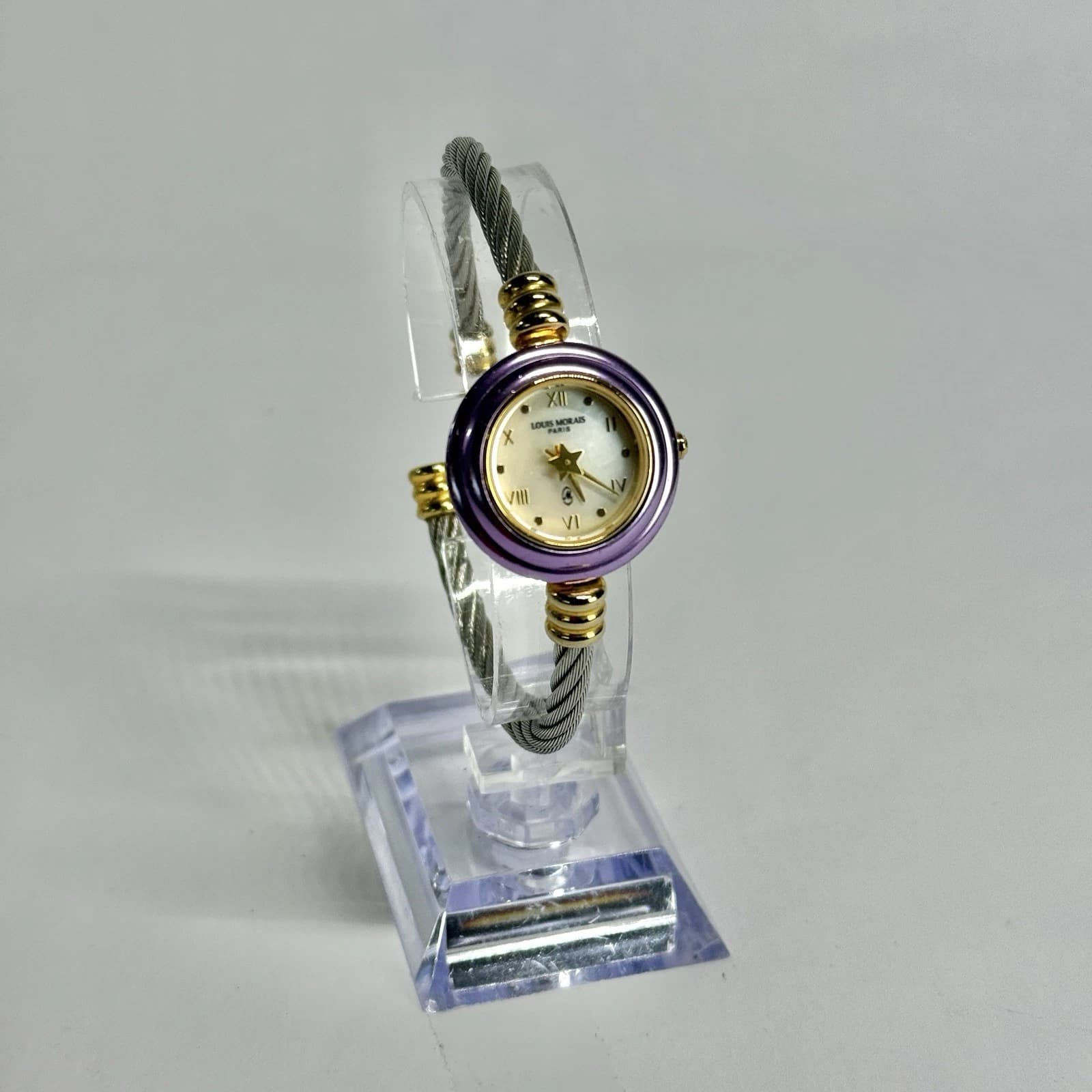 LOUIS MORAIS 914935 Bangle Quartz Silver Tone Women Vintage Watch W637 *WORKING