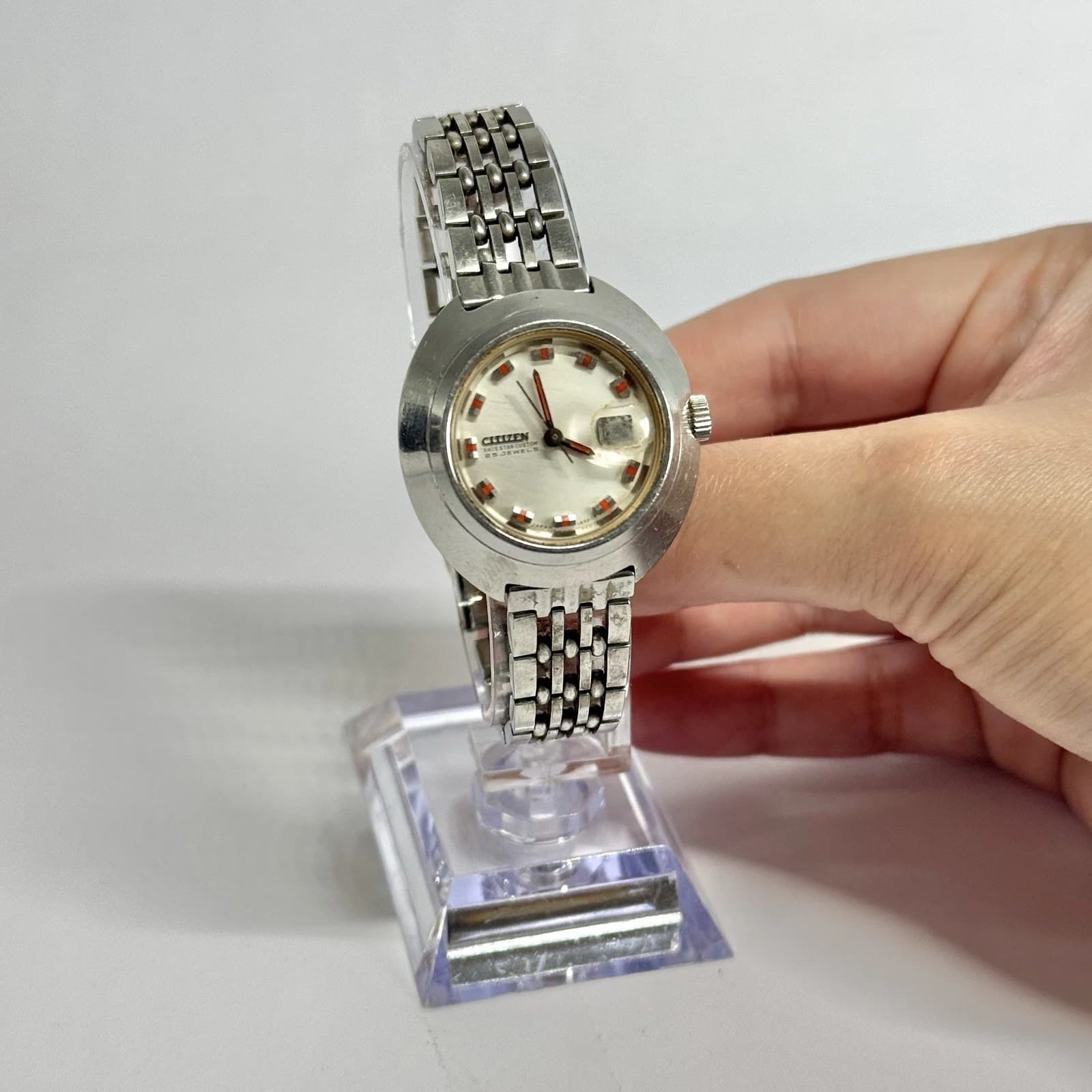 CITIZEN Manual 25J DTRS 51805-TA Silver Tone Women Vintage Watch W555 *WORKING