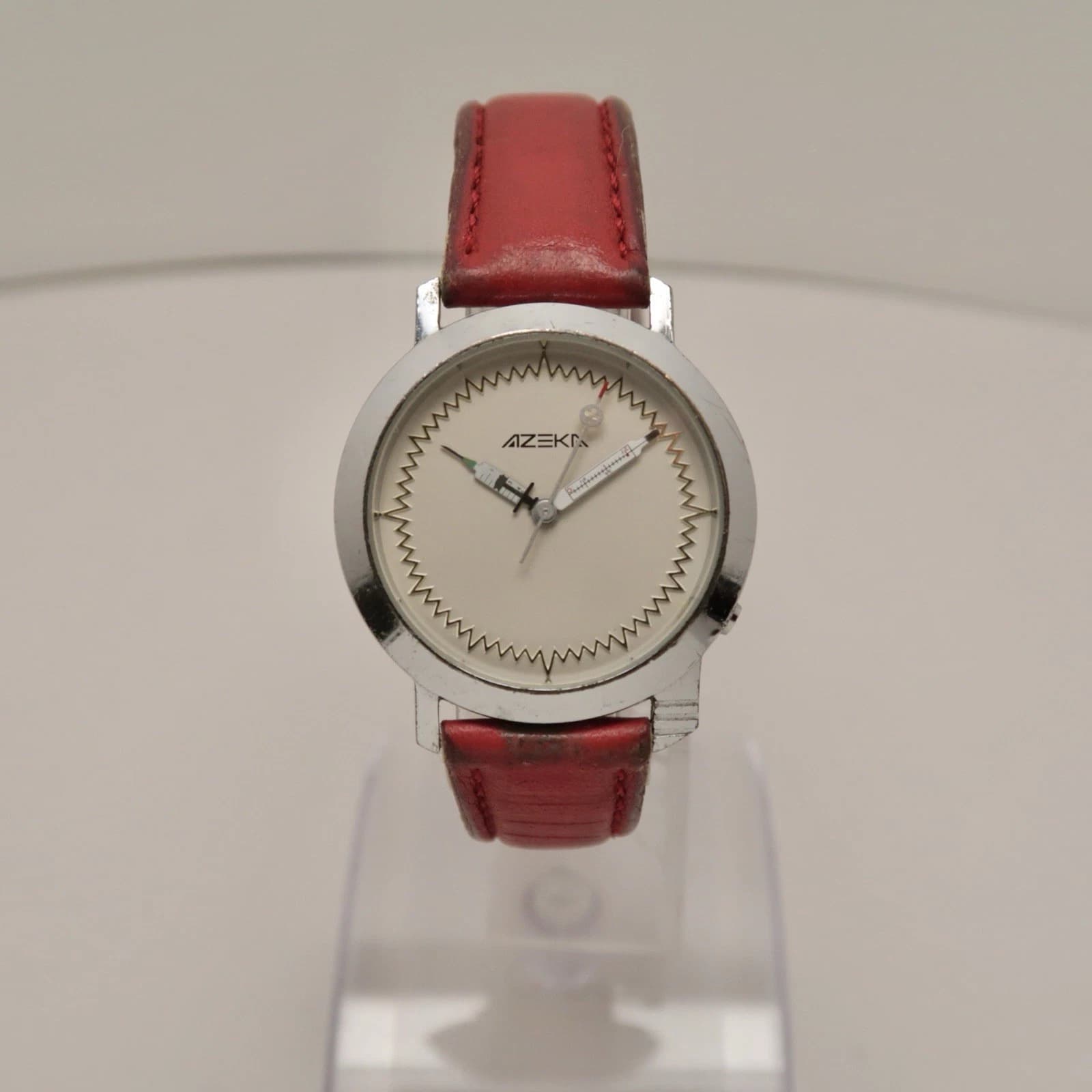 AZEKA Made in France Silver Tone Analog Quartz Vintage Watch W154 *WORKING