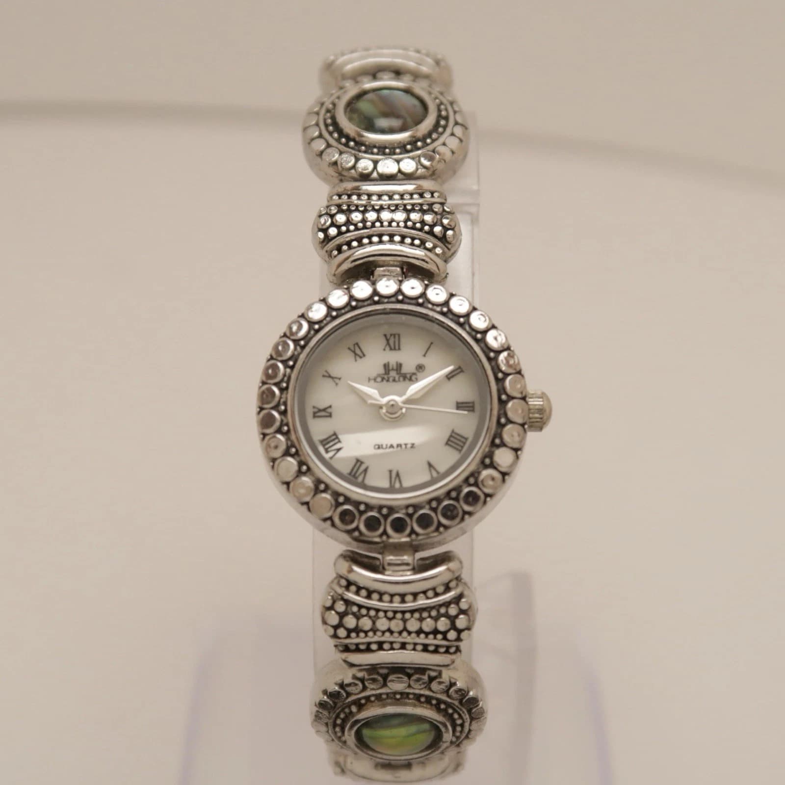 HONG LONG Silver Tone Analog Quartz Women Vintage Watch W213 *WORKING