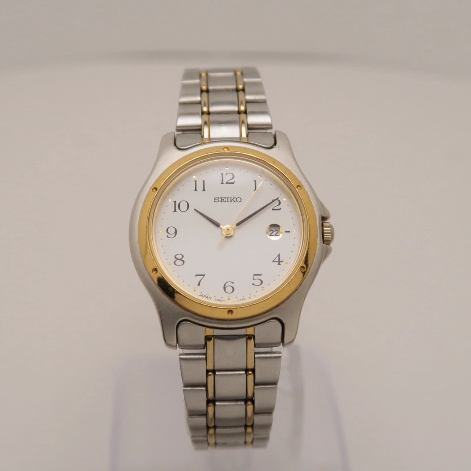 SEIKO 7N82-0790 Two Tone Analog Quartz Women Vintage Watch W304 *WORKING